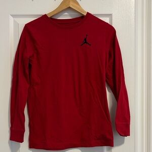 Jordan Red Long Sleeve with Black and White Logo
